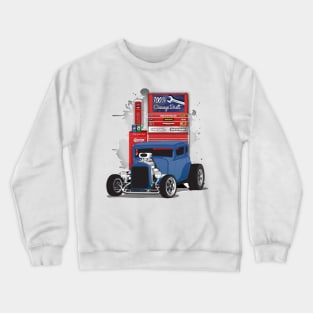 Blue 1932 Chevy 5 Window Coupe Hot Rod Garage Built Print Crewneck Sweatshirt